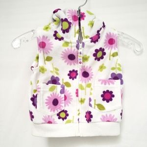 Carter's Purple Flowery Fleece Hoodie Vest